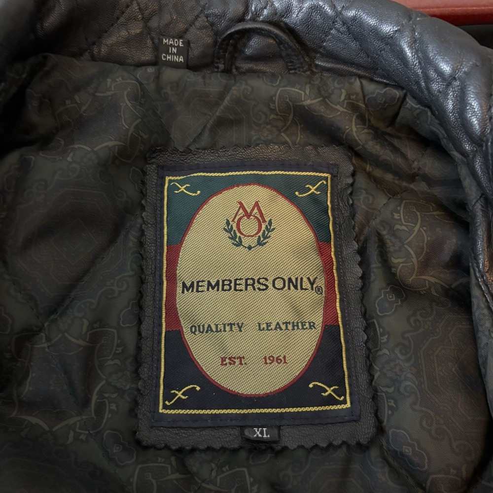 Vintage Members Only Soft Leather Jacket Mens XL Black Bomber 90s Oversized Moto - Picture 10 of 14
